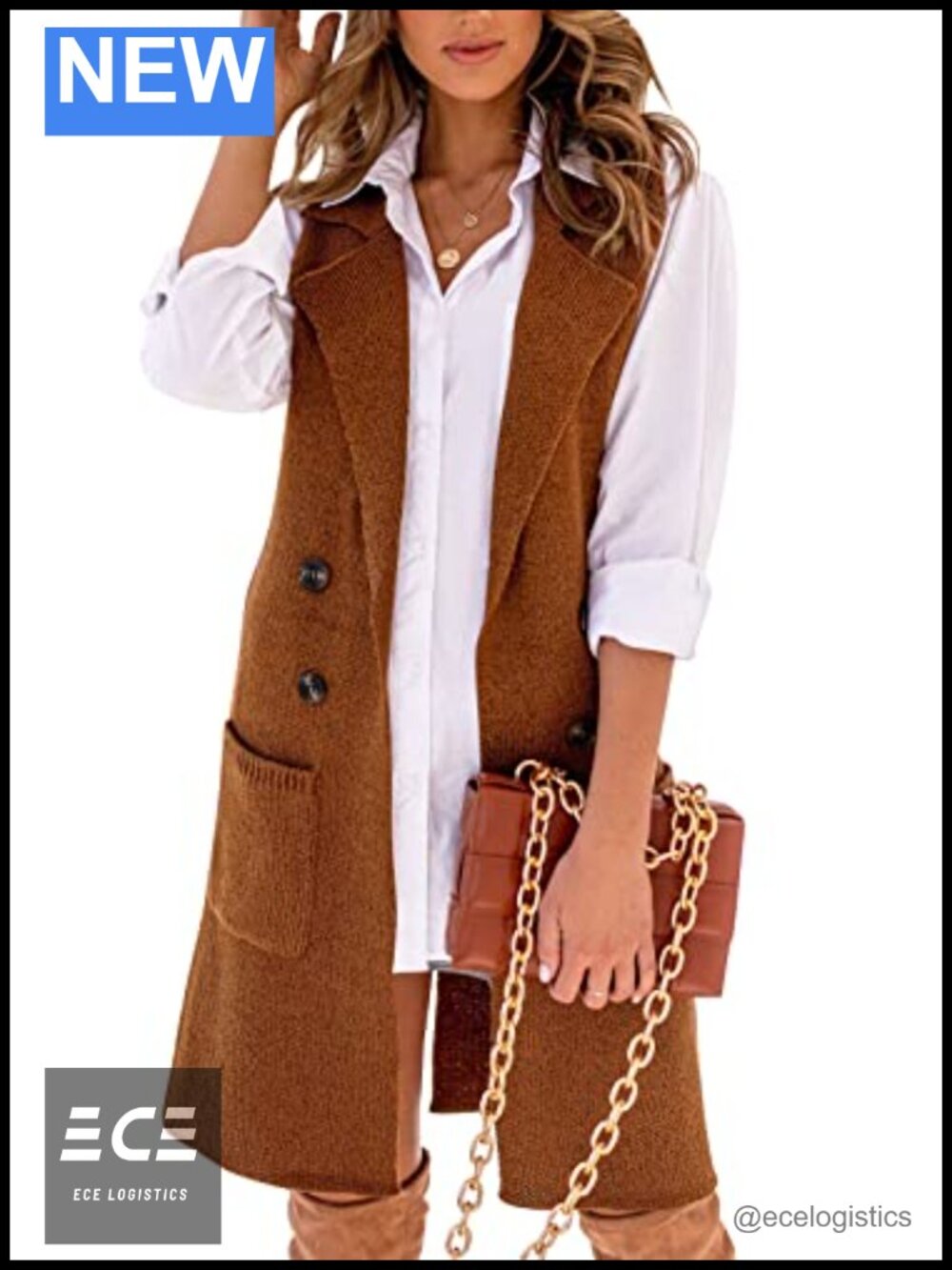 Womens Open Front Lapel Cardigan Vest Button Down Long Sleeve Sweater